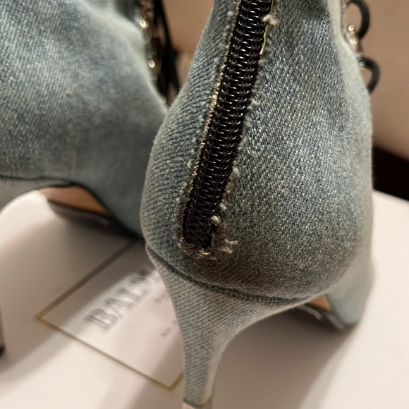 Balmain Denim Open Toe Bootie SZ 39, Same Day Ship π Spring Clean Closet Saleπ - Picture 10 of 16